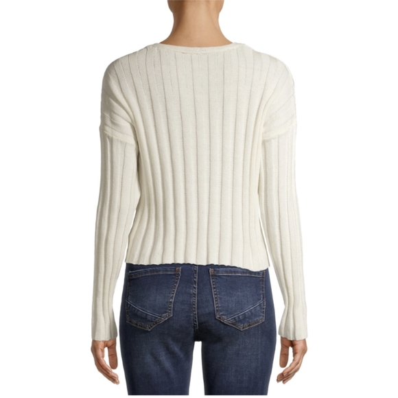 Wet Seal Egret Ribbed Cropped Cotton/Acrylic Blend V-neck Sweater 🔥Host Pick🔥 - Picture 2 of 13